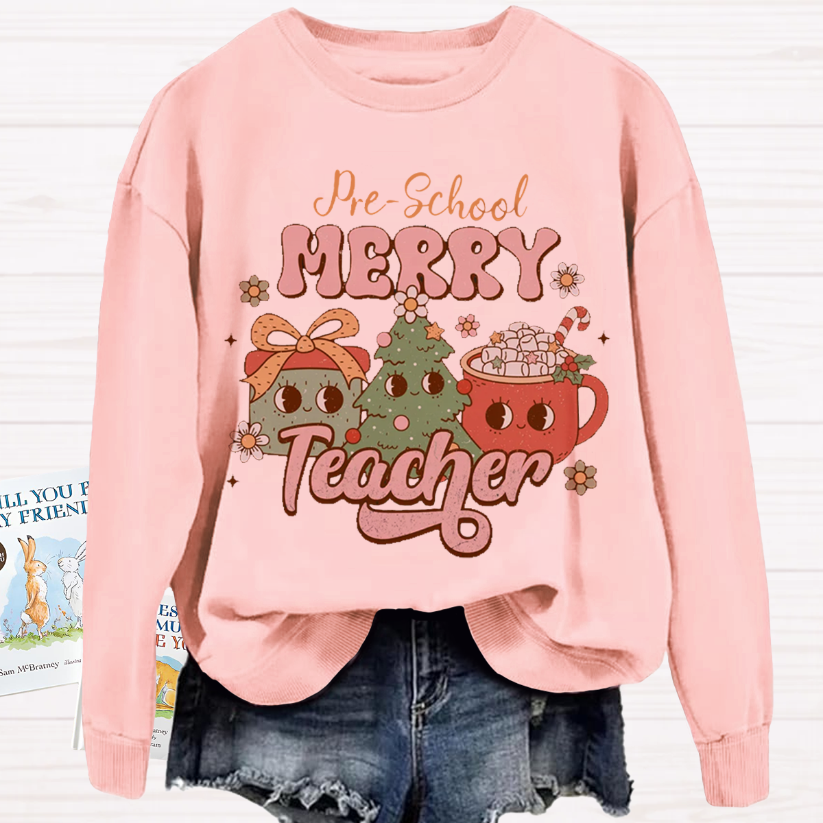 Personalized Grade Christmas Preschool Teacher Sweatshirt