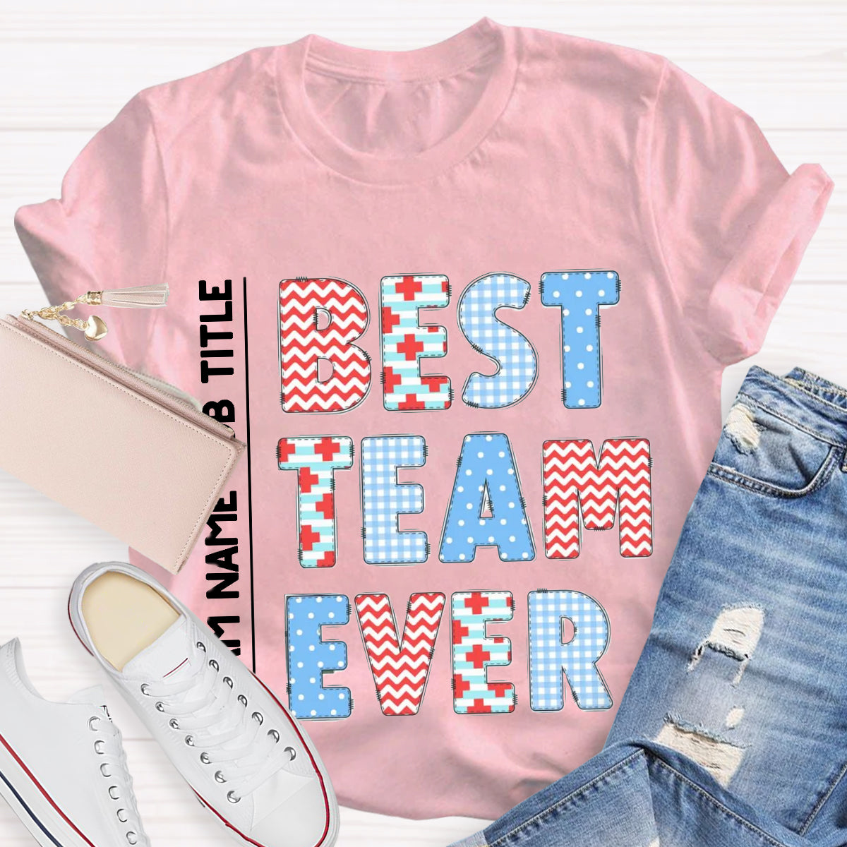 Personalized Team Name Plaid Design T-Shirt