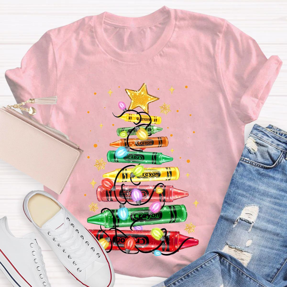 Christmas Crayon Tree  T-Shirt