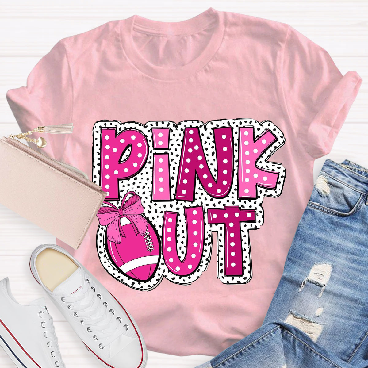 Pink Out Football  T-Shirt