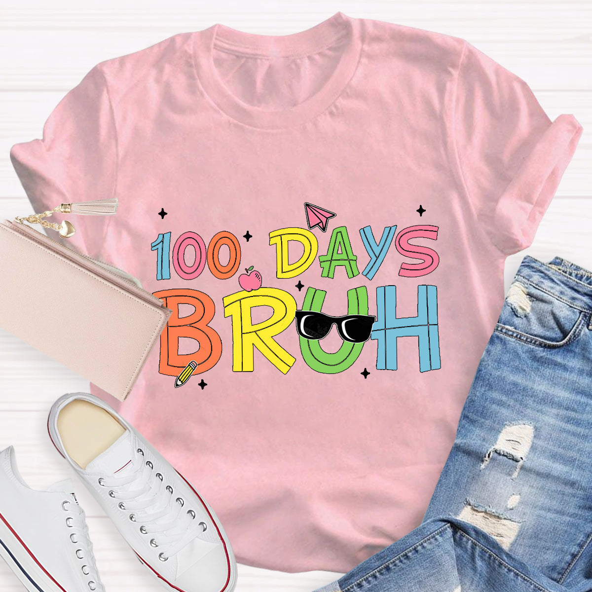 100 Days Bruh Teacher T-Shirt