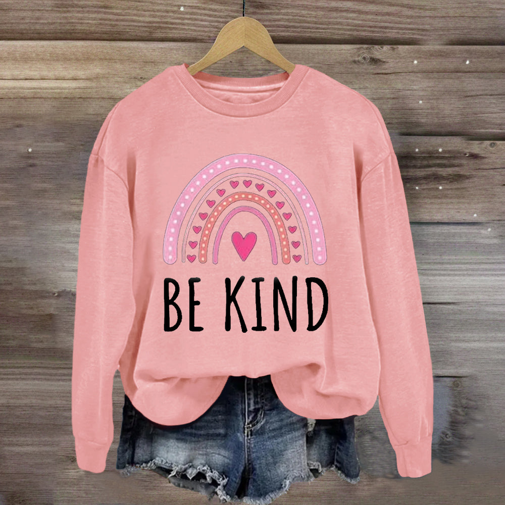 Be Kind Pink Heart Rainbow Sweatshirt