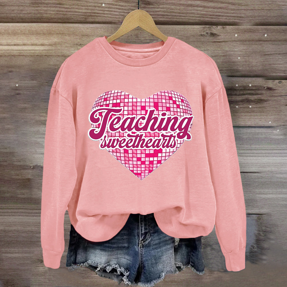 Teaching Sweethearts Pink Plaid Heart Sweatshirt