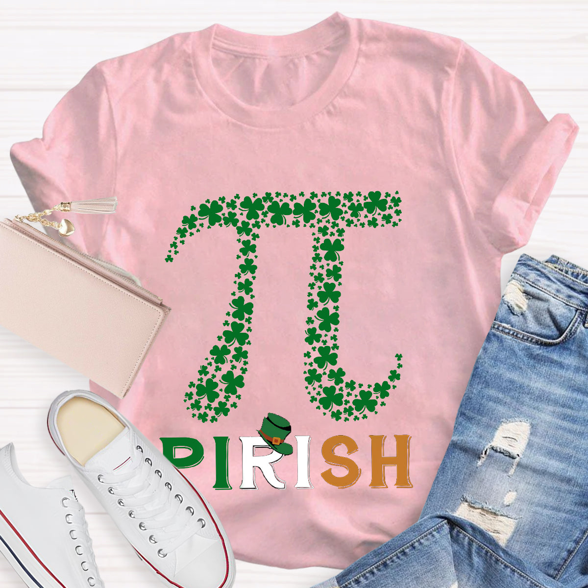 Pirish Pi Irish Shamrock Math St Patrick's Day T-Shirt