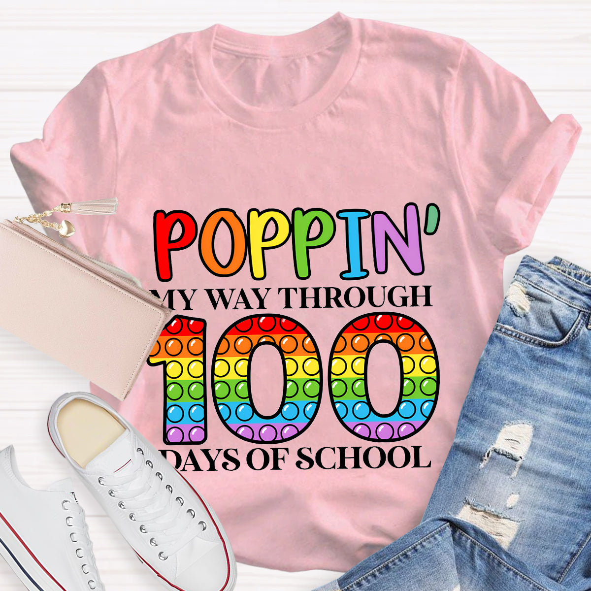 Poppin' My Way Through 100 Days Of School T-Shirt