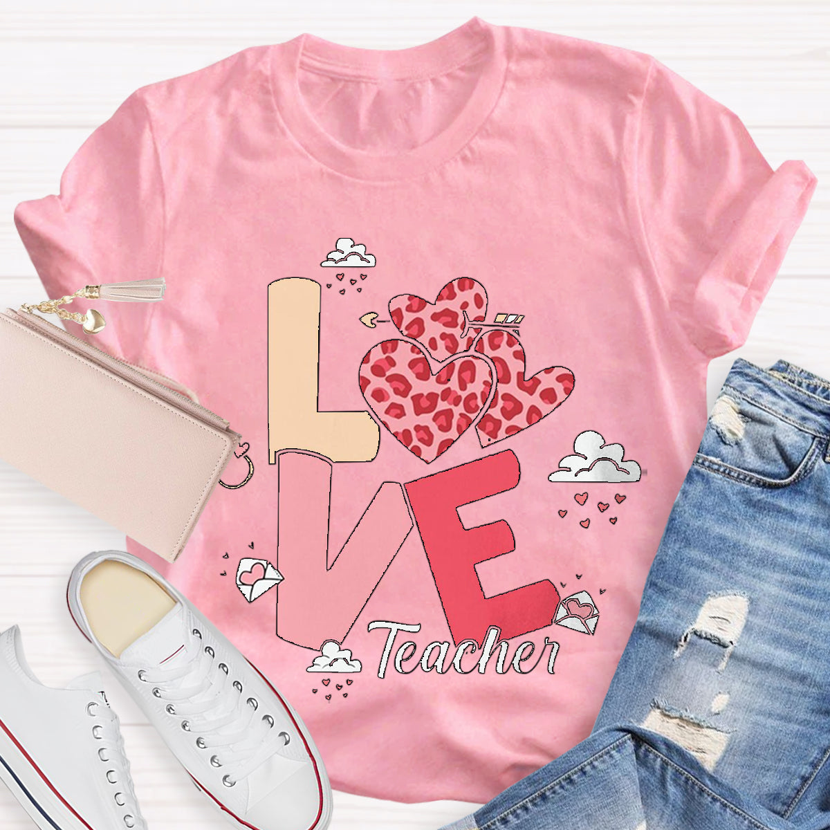 Valentine's Love Heart Teacher T-Shirt