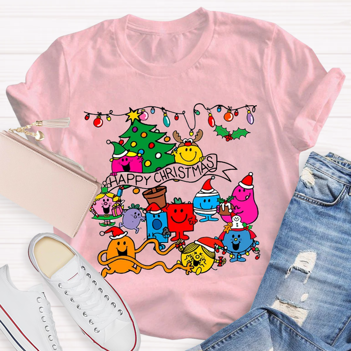 Little Miss characters Happy Christmas Teacher T-Shirt