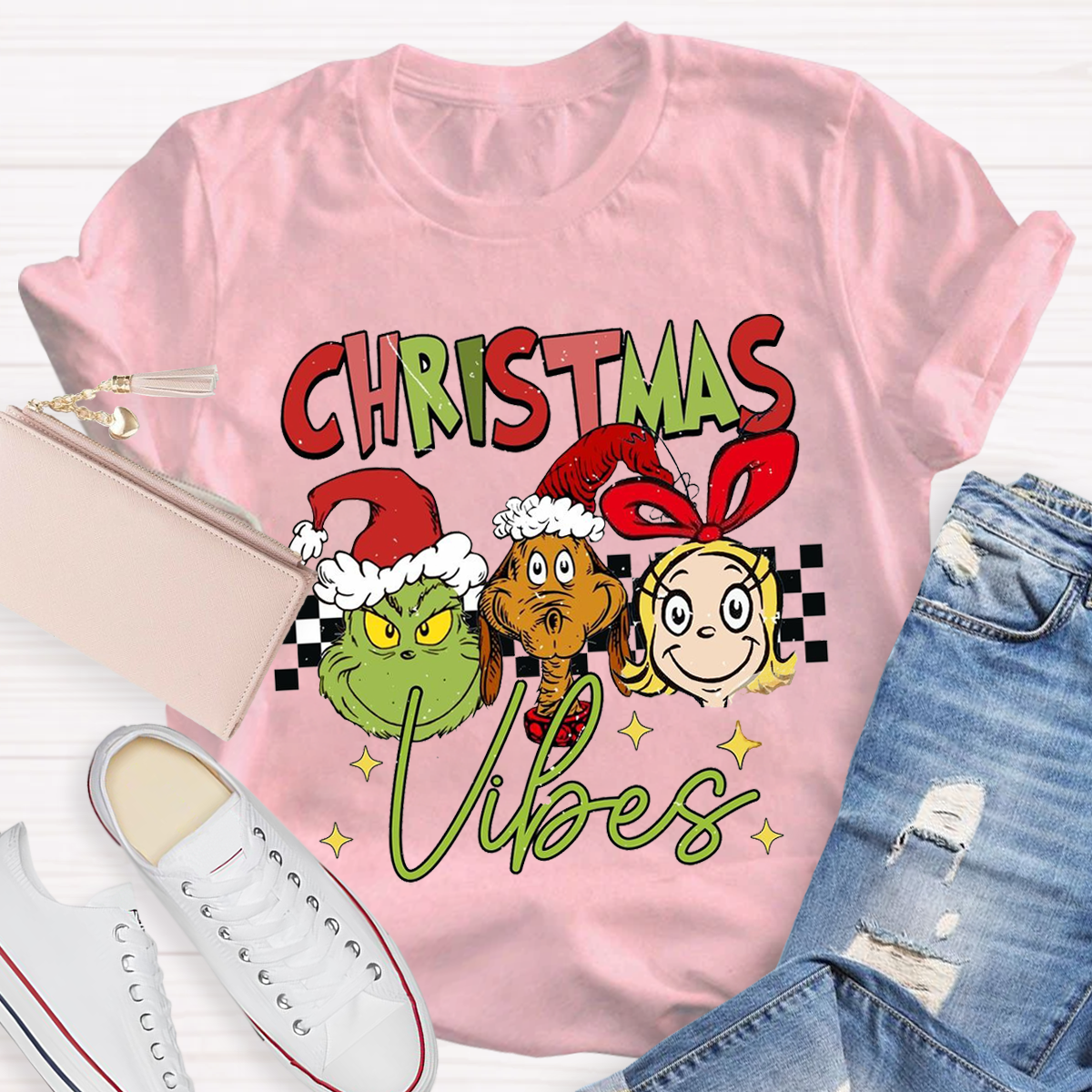 Christmas Vibes Cute Teacher T-Shirt