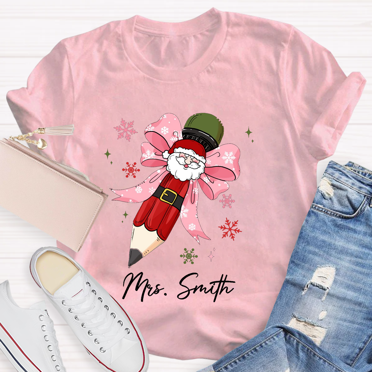 Personalized Name Pencil Teacher T-Shirt