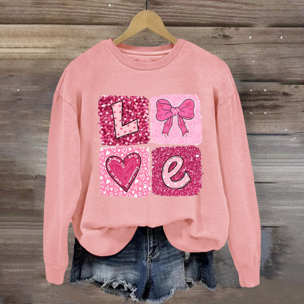 Pink Glitter Love Sweatshirt