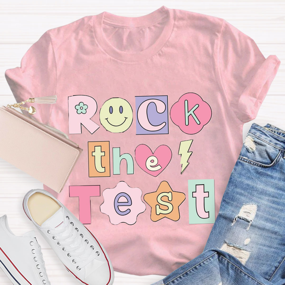 Rock the Test Testing Day Teacher T-Shirt