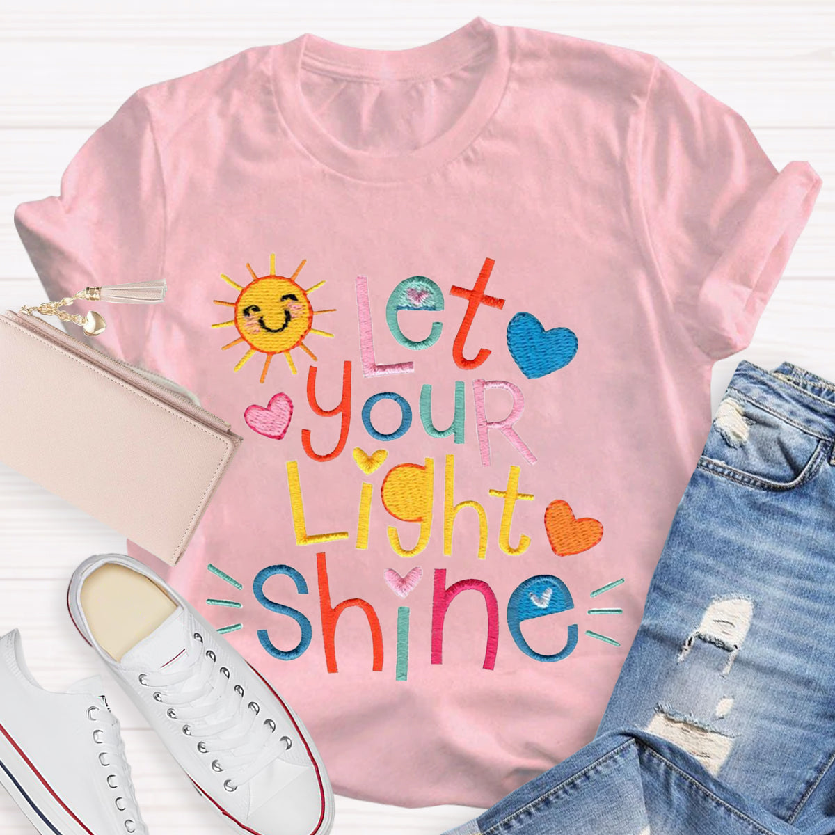 Let Your Light Shine Positive Teacher T-Shirt