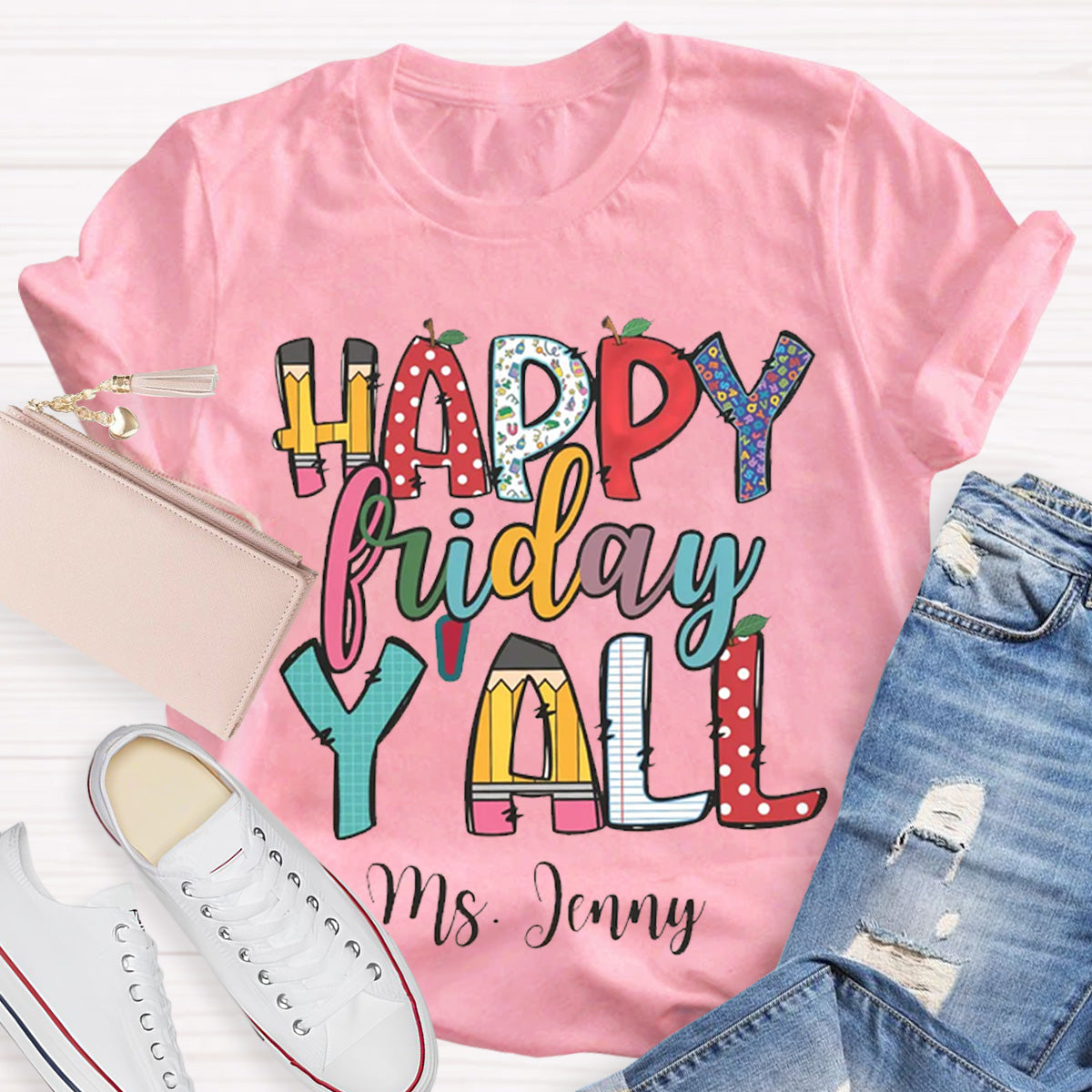 Personalized Name Happy Friday Y'all End Of Week T-Shirt