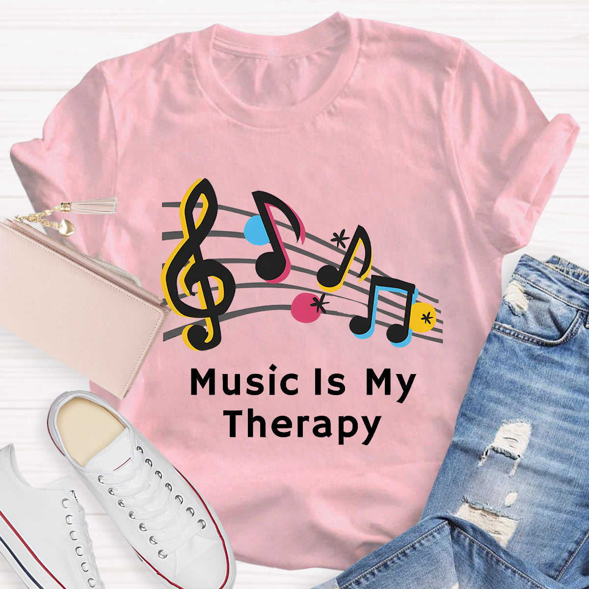 Music Is My Therapy Teacher T-Shirt