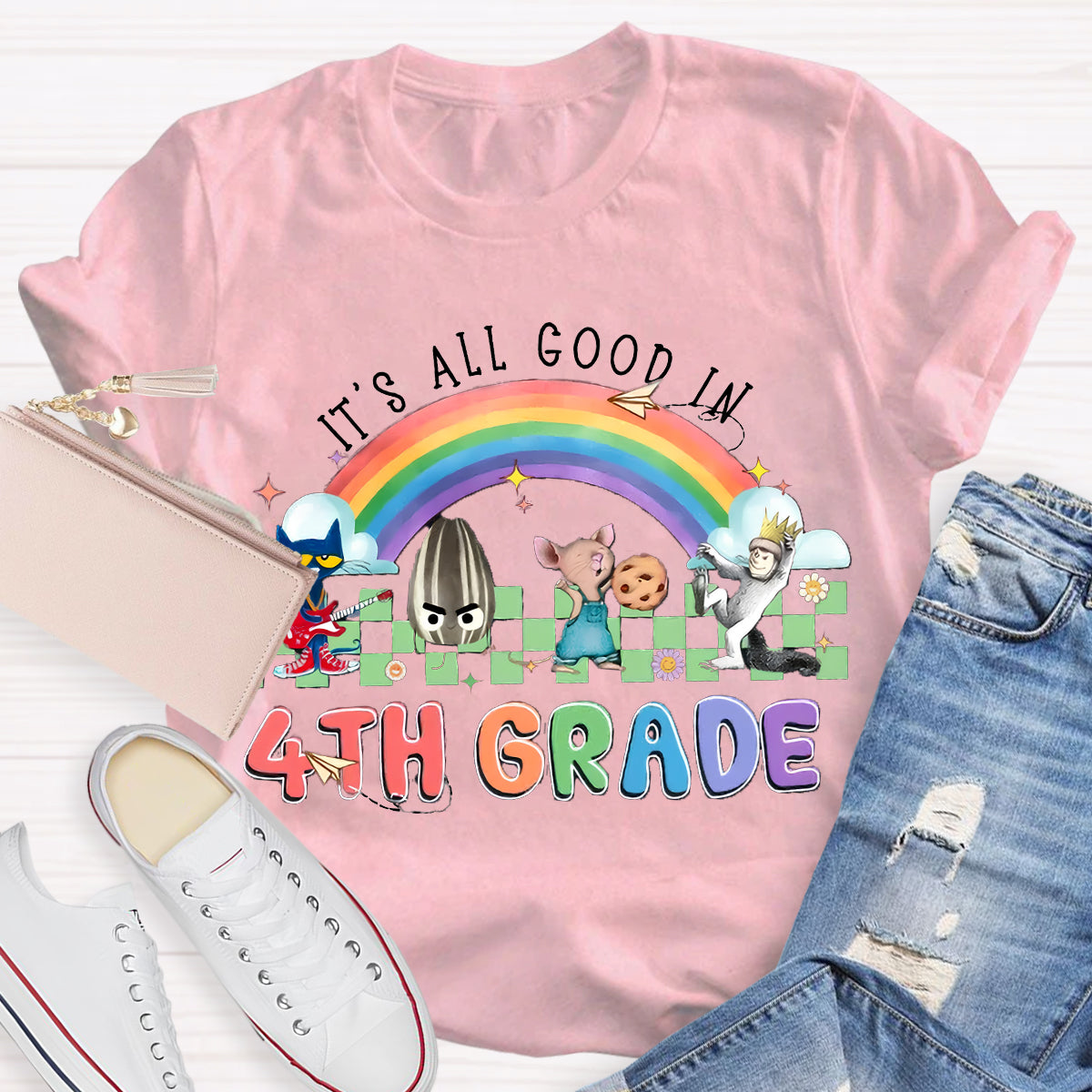 Personalized Grade It's All Good In 4th Teacher T-Shirt