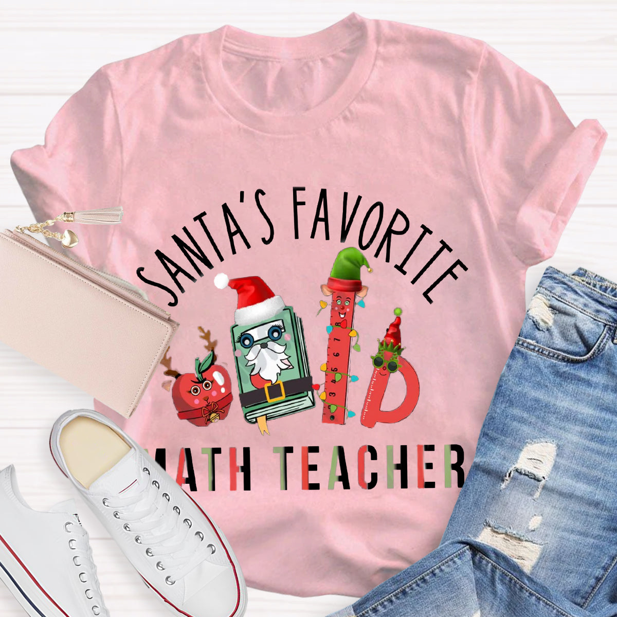 Santa's Favorite Math Teacher Christmas T-Shirt