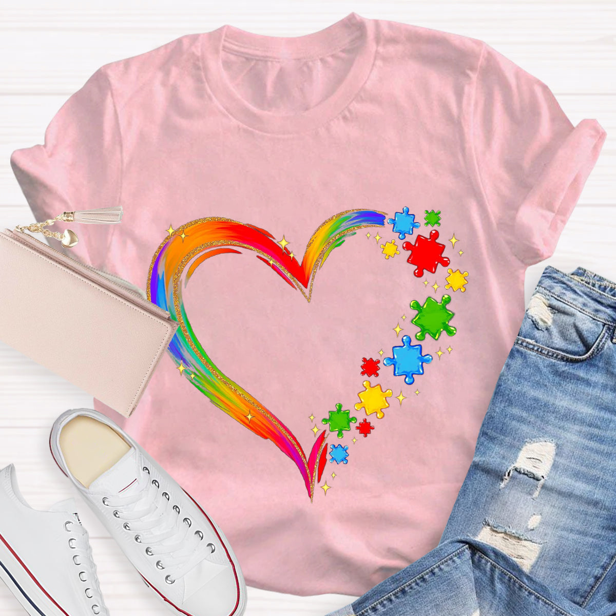 Rainbow Heart Accept Understand Love T-Shirt