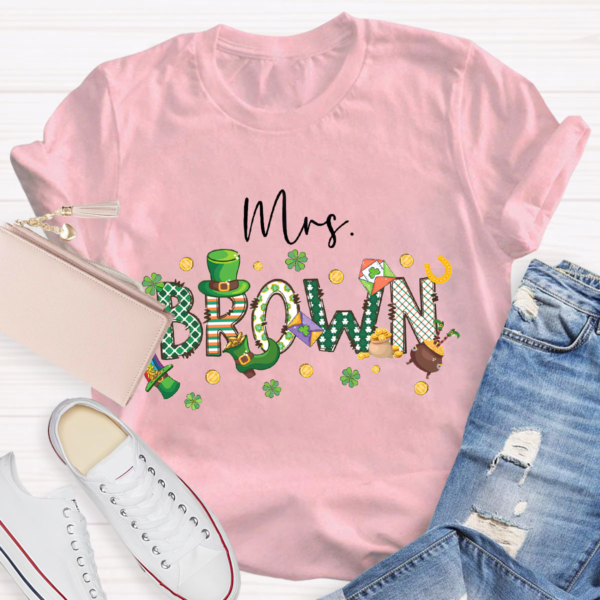 Personalized Name St. Patrick Day Mrs. Brown T-Shirt