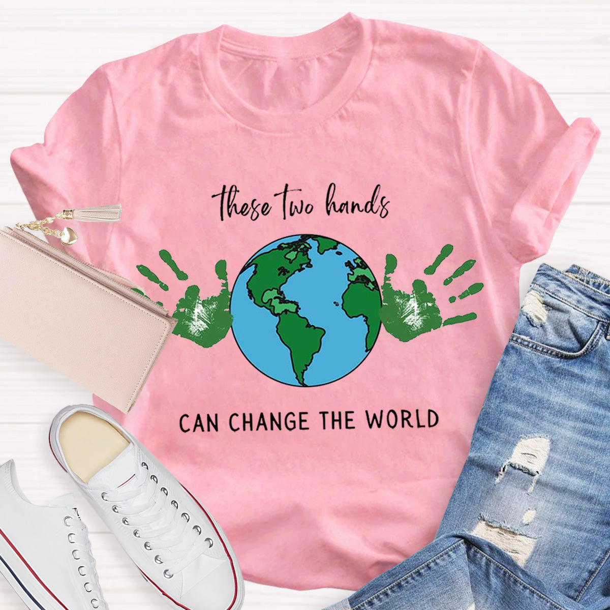 Earth Day Handprint Teacher T-Shirt