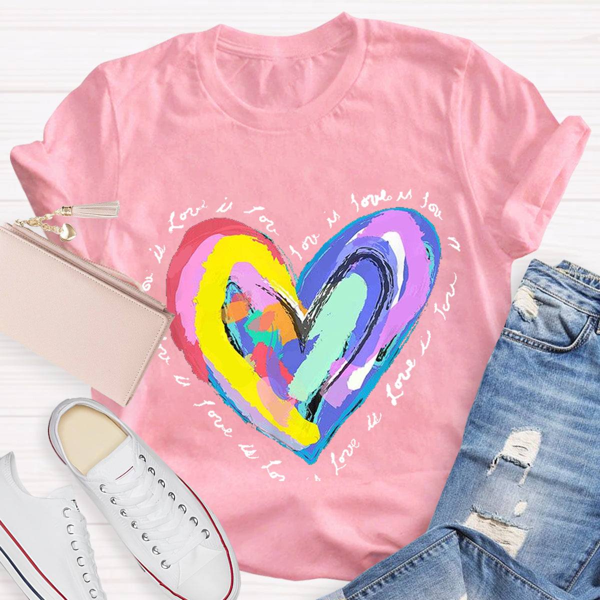 Art Design Colorful Heart Teacher T-Shirt