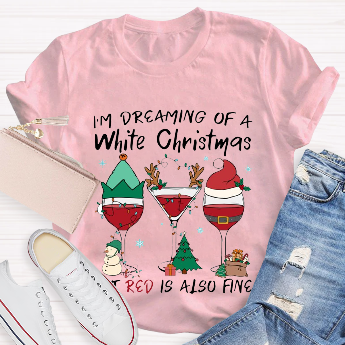 Dear Santa I Just Want Wine Teacher T-Shirt