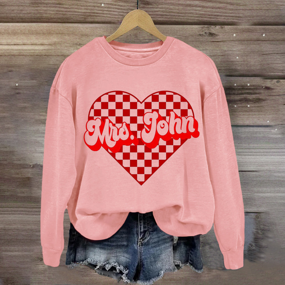 Personalized Name Heart Mrs John Sweatshirt