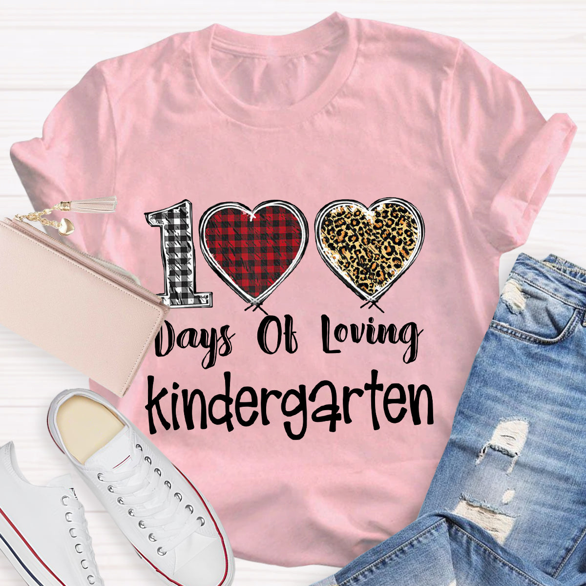 Personalized Grade 100 Days Of Loving Kindergarten Teacher T-Shirt