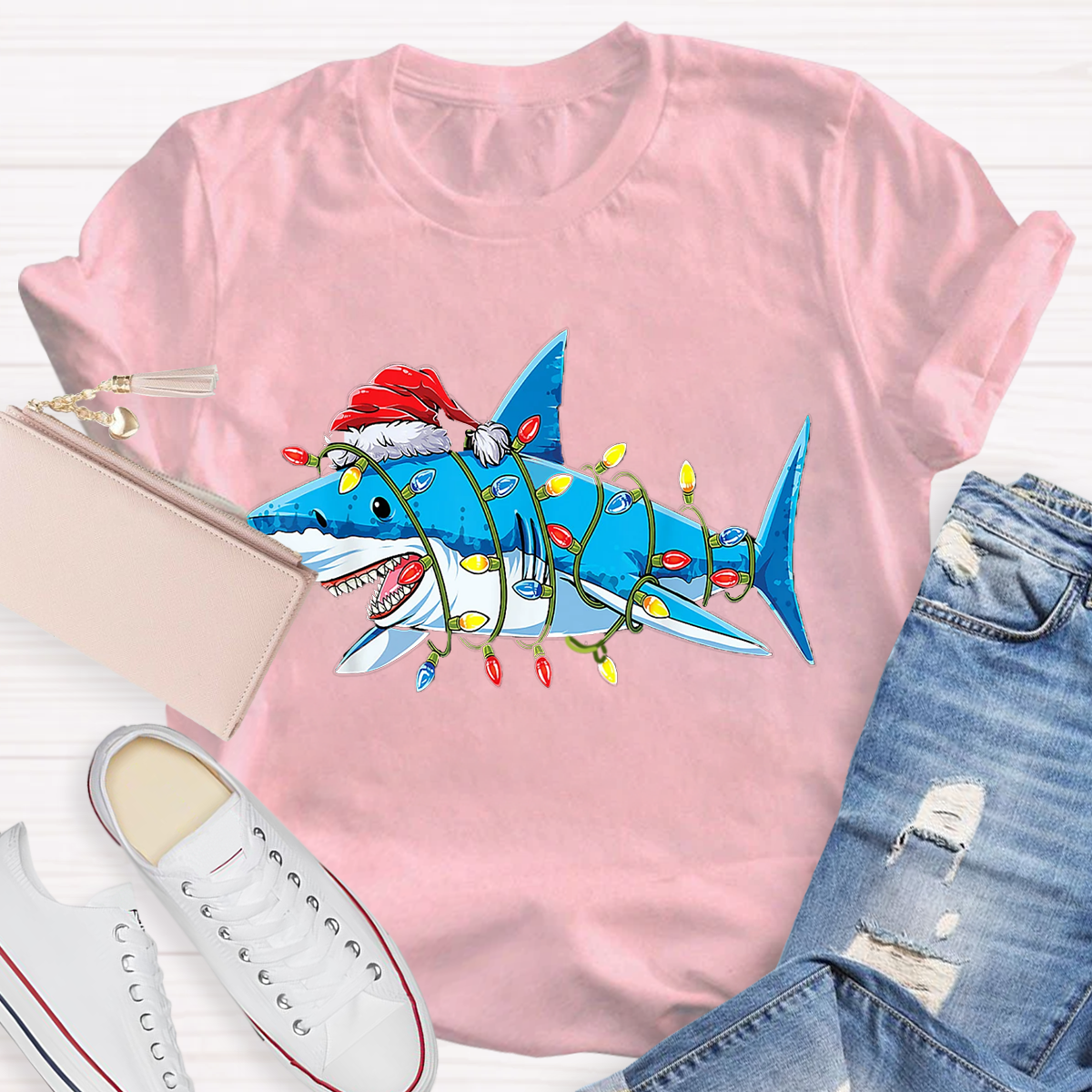 Christmas Shark Lights T-Shirt