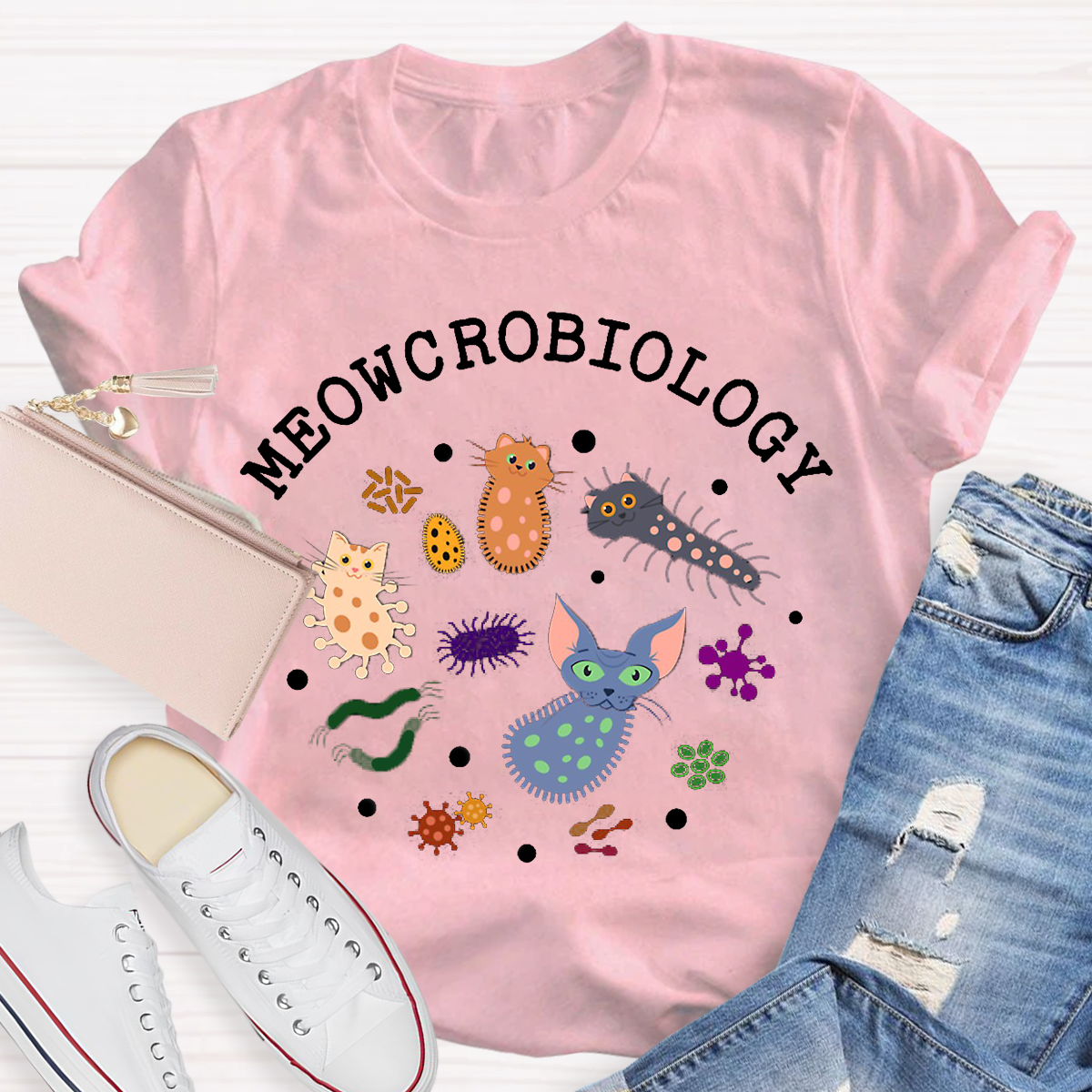 Meowcrobiology Teacher T-Shirt