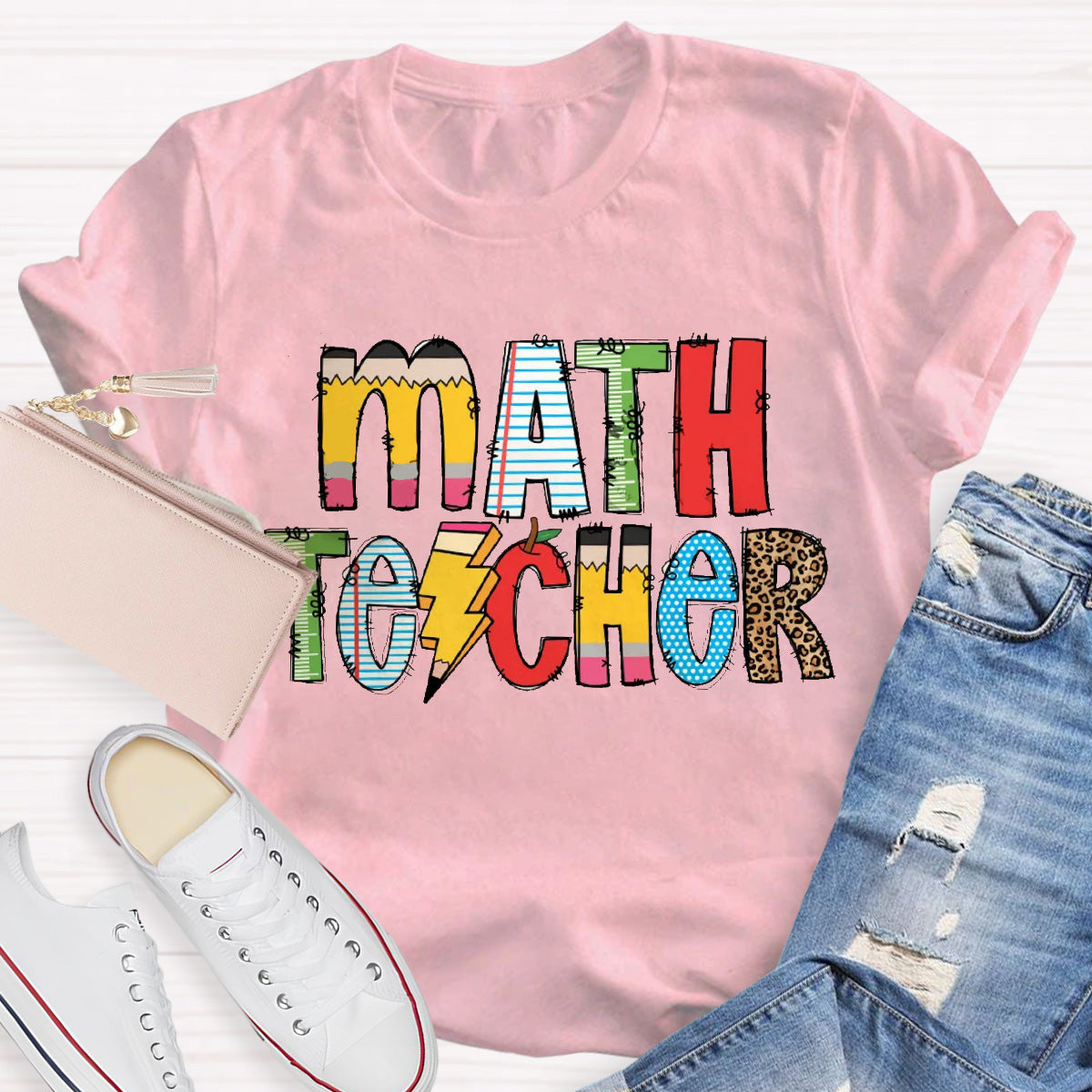 Personalized Subject Pencil Leopard T-Shirt