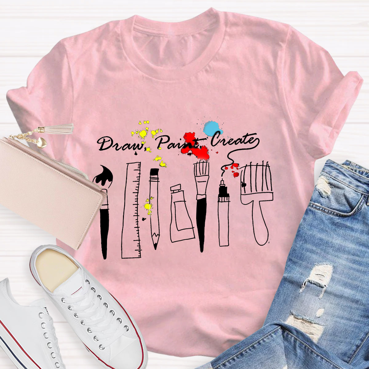 Draw Paint Create Art Teacher T-Shirt