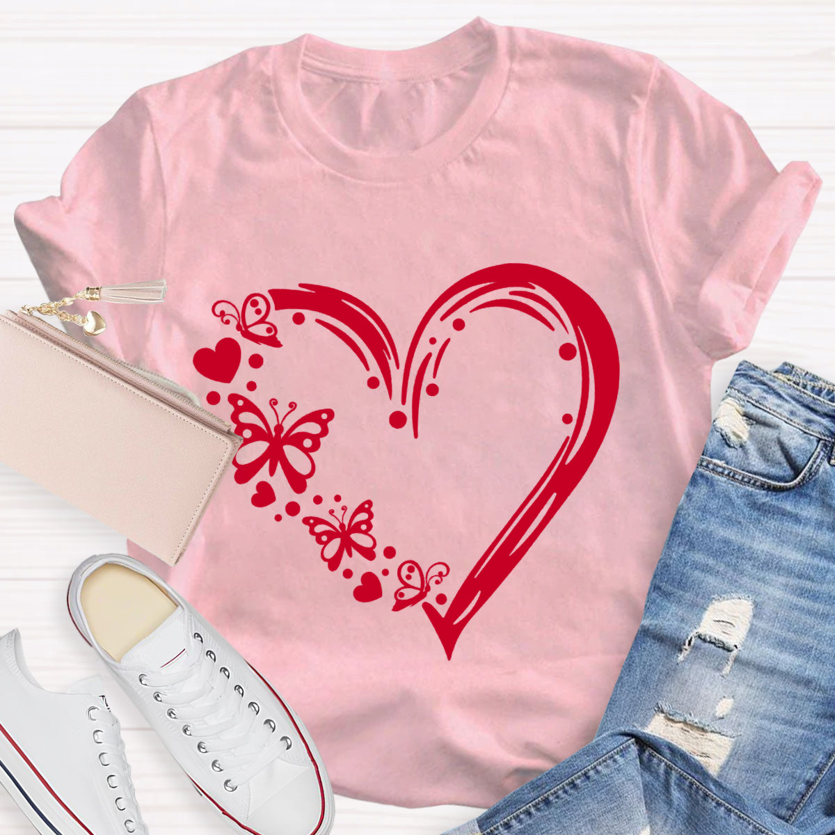 Valentine Heart with Butterfly T-Shirt