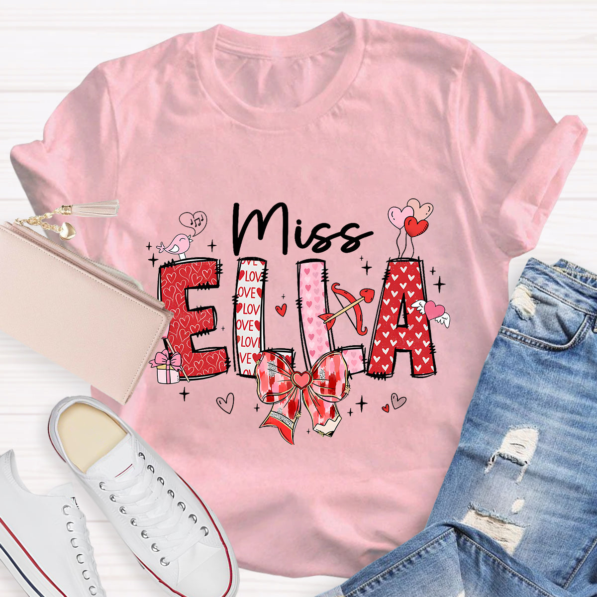 Personalized Name Valentine's Day Miss Ella T-Shirt