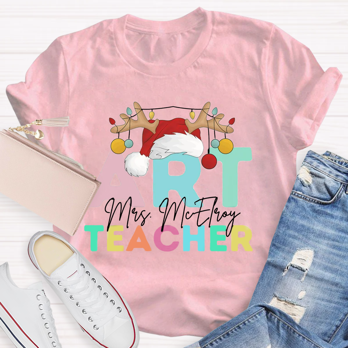 Personalized Name Art Teacher T-Shirt