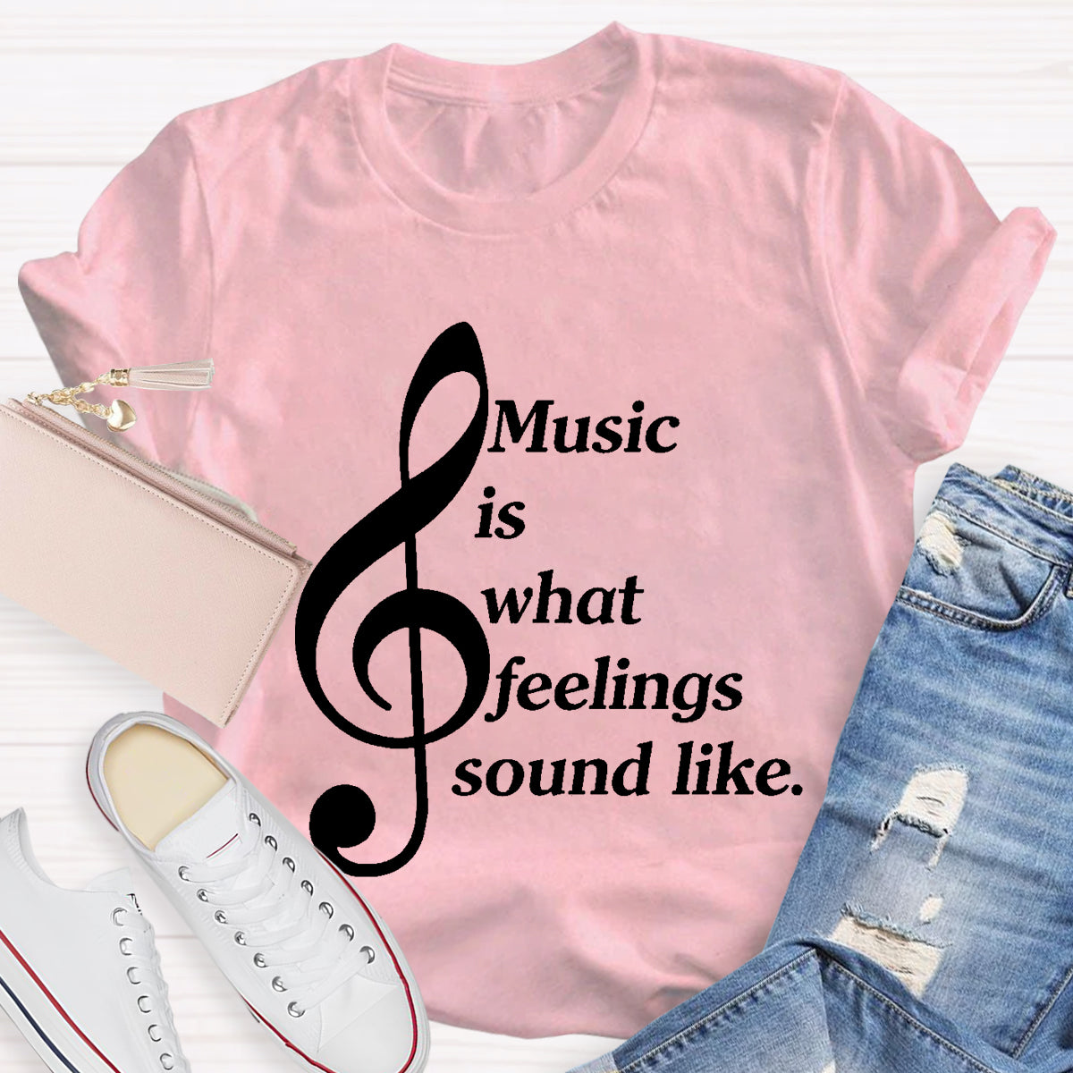 Music Is What Feelings Sound Like Teacher T-Shirt