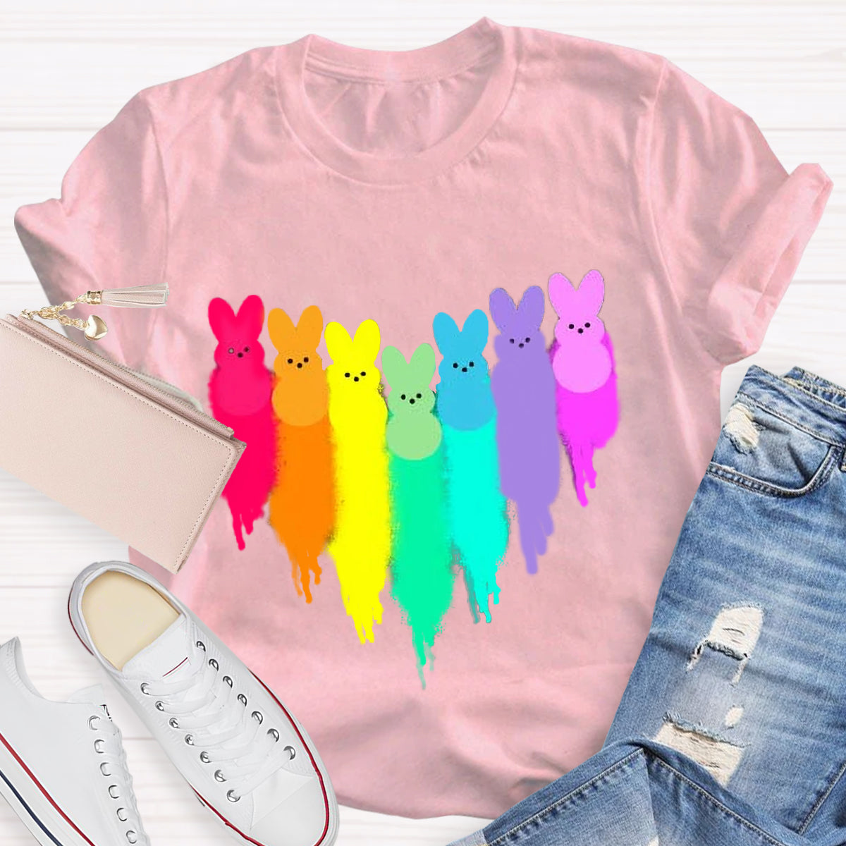 Colorful Easter Peeps Heart T-Shirt