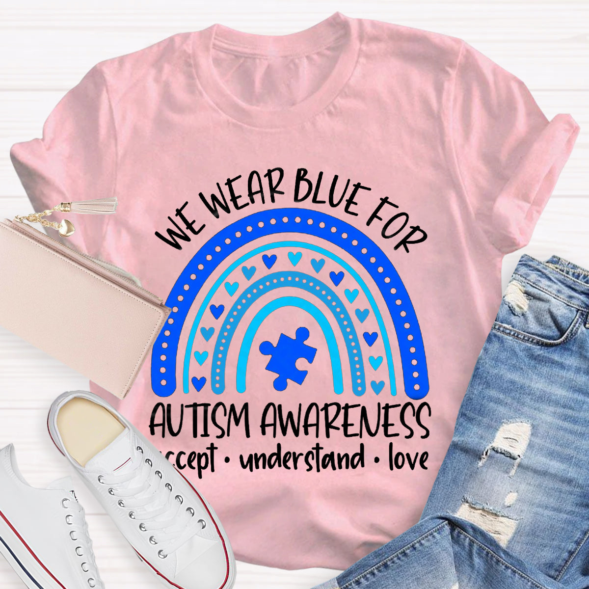 We Wear Blue for Autism Awareness Teacher T-Shirt