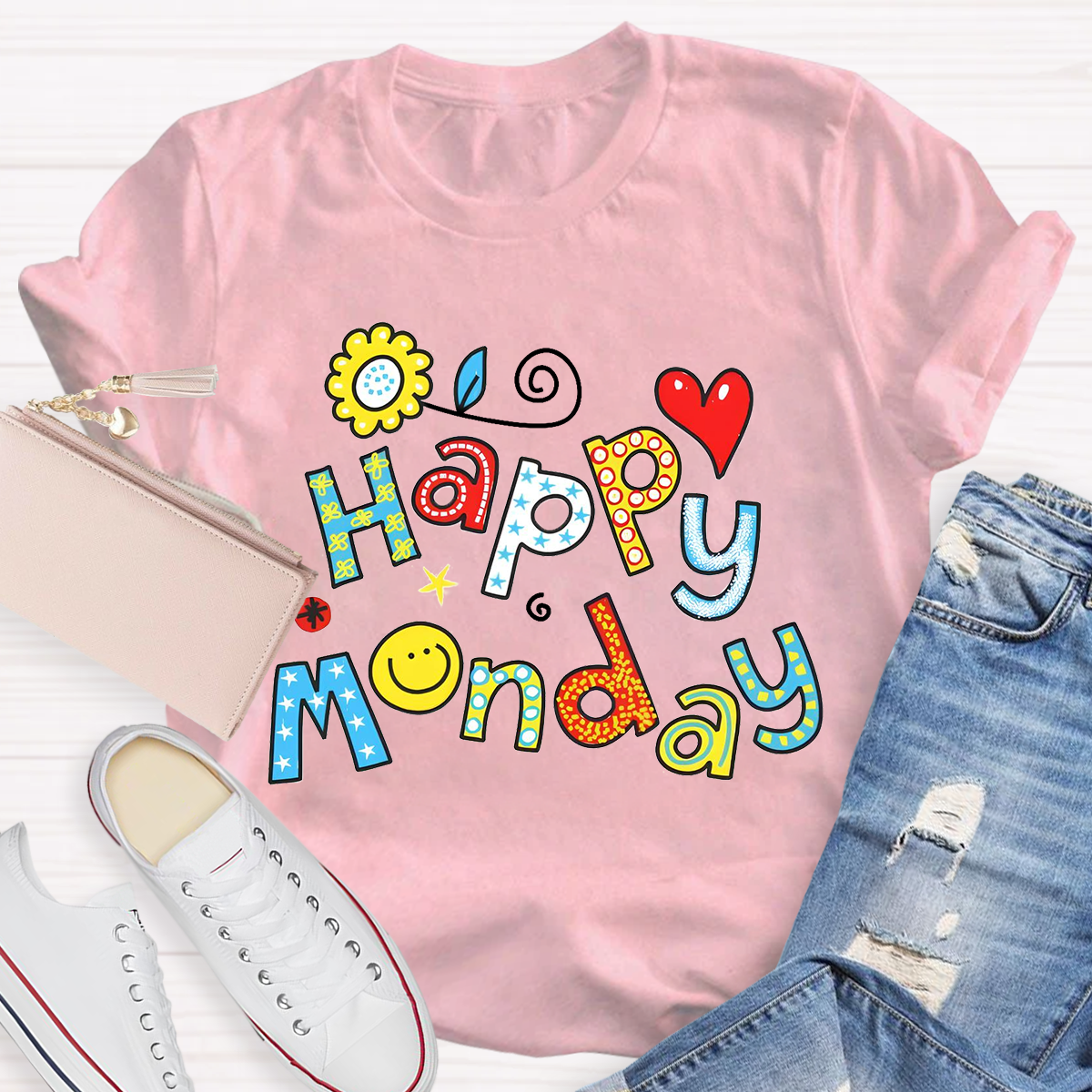 Personalized Day of the Week Happy Monday Funny Design T-Shirt