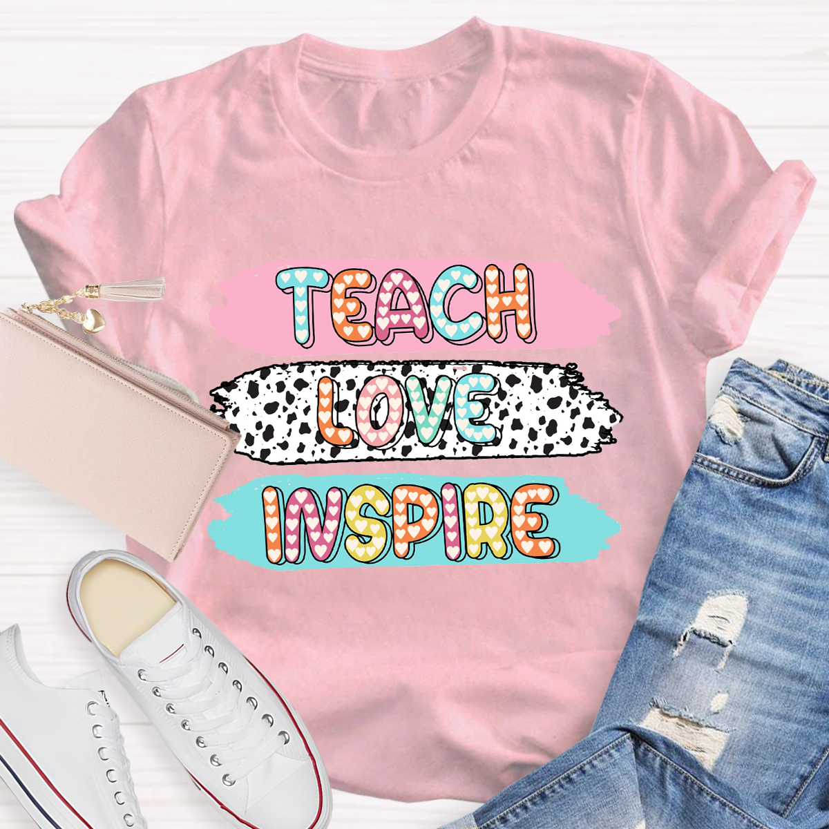 Teach Love Inspire Dot Light Teacher T-Shirt