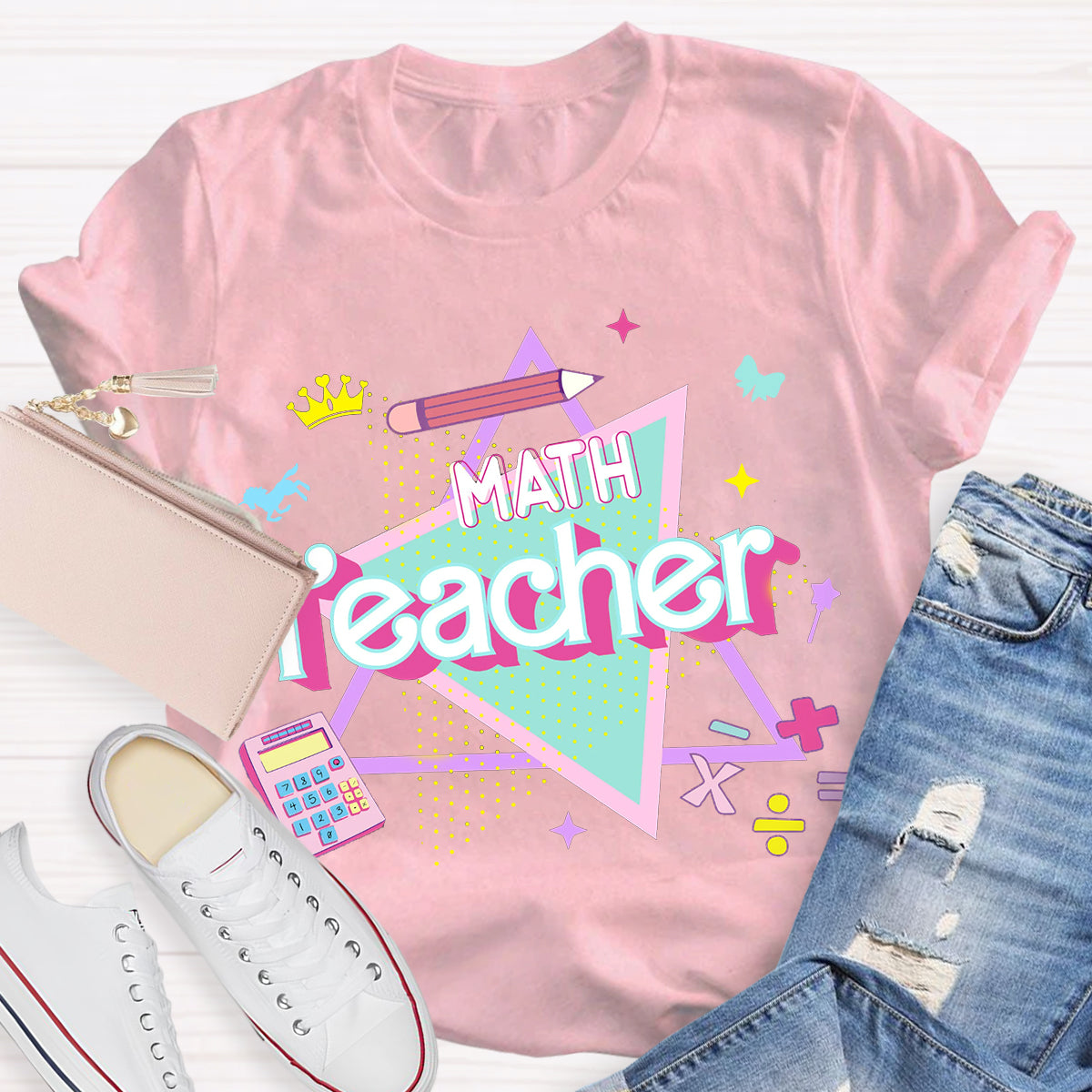 Overlapping Triangles Math Teacher T-Shirt