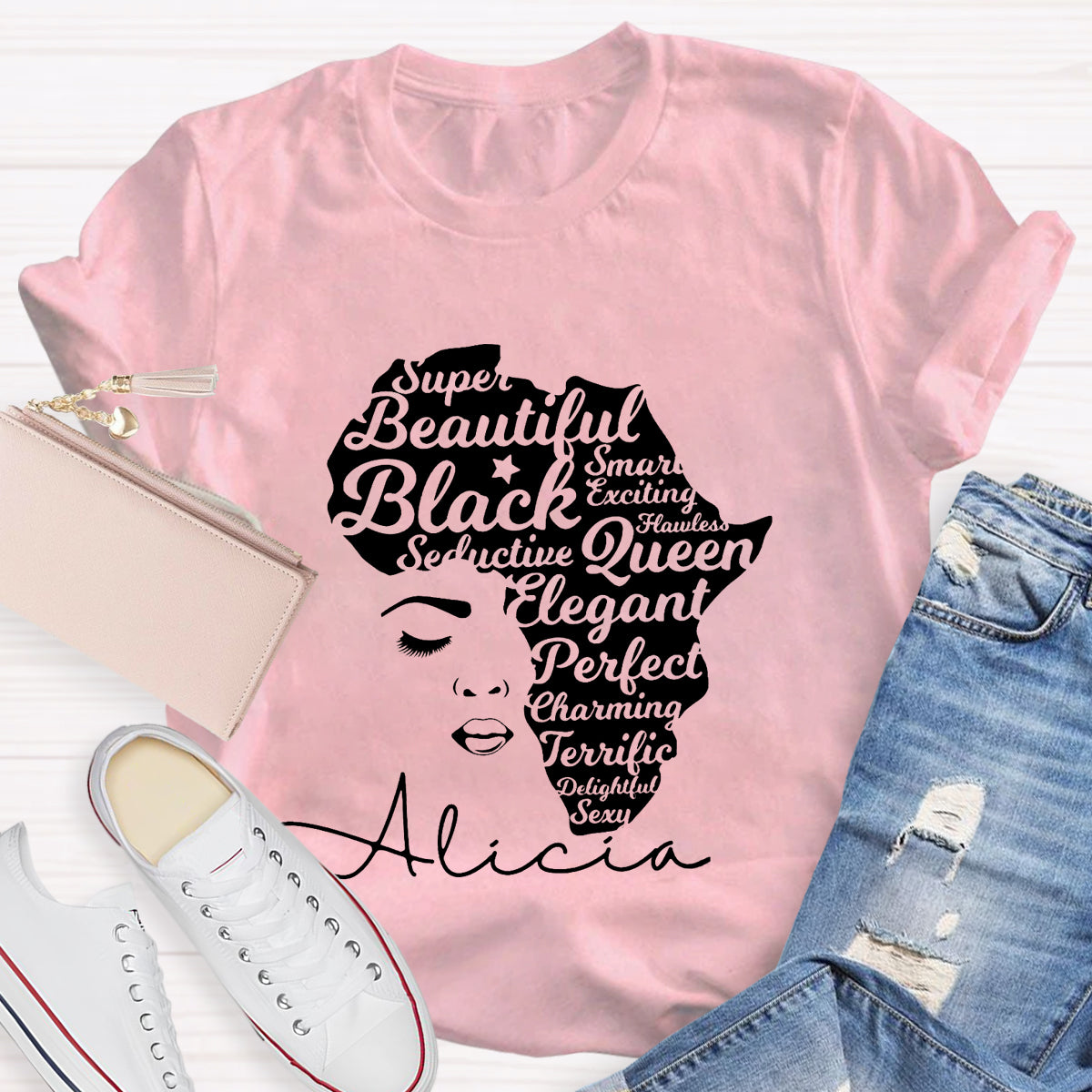 Personalized Name Beautiful Queen T-Shirt