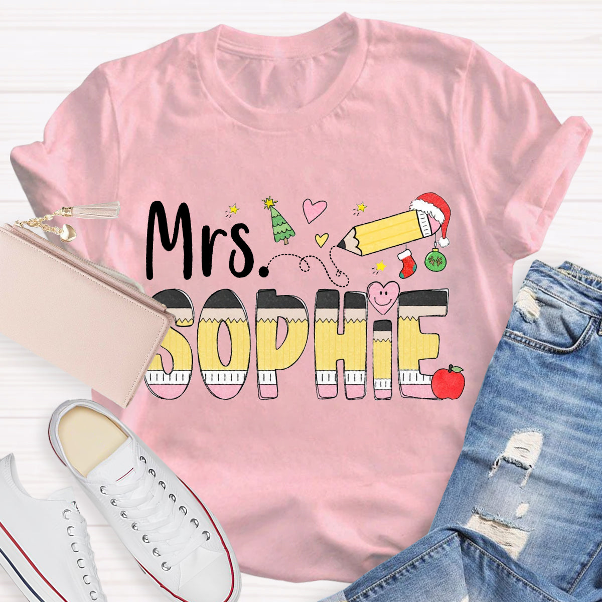 Personalized Christmas Name Sophie Teacher T-Shirt