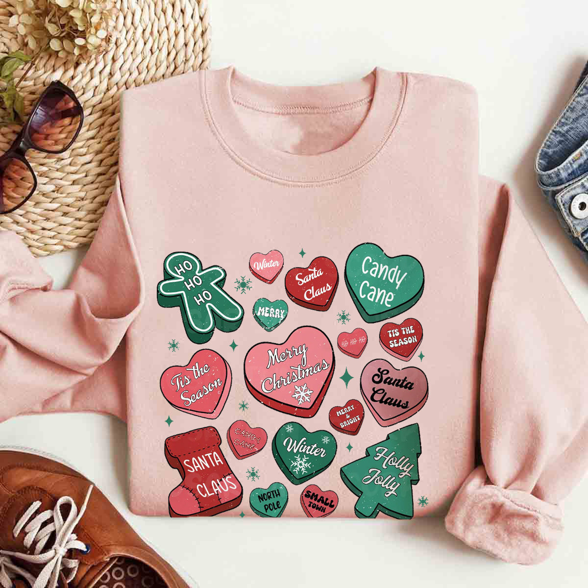 Candy Hearts Christmas T-Shirt