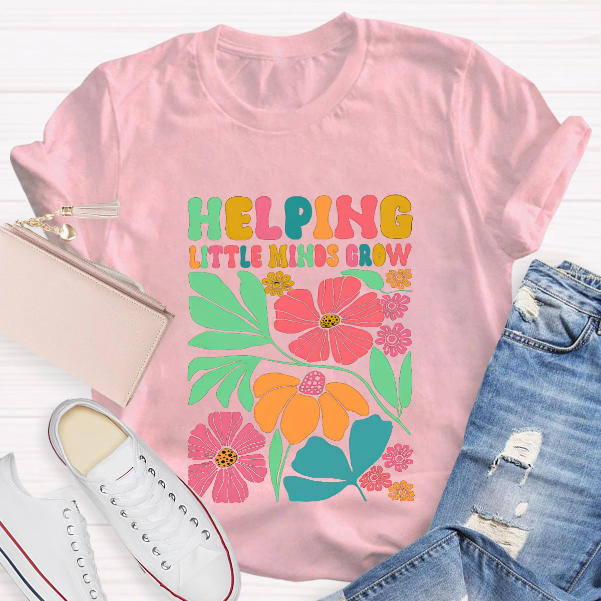 Floral Helping Little Minds Grow T-Shirt