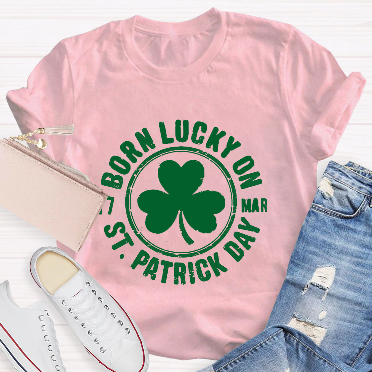 Born Lucky On 3.17 St. Patrick Day T-Shirt