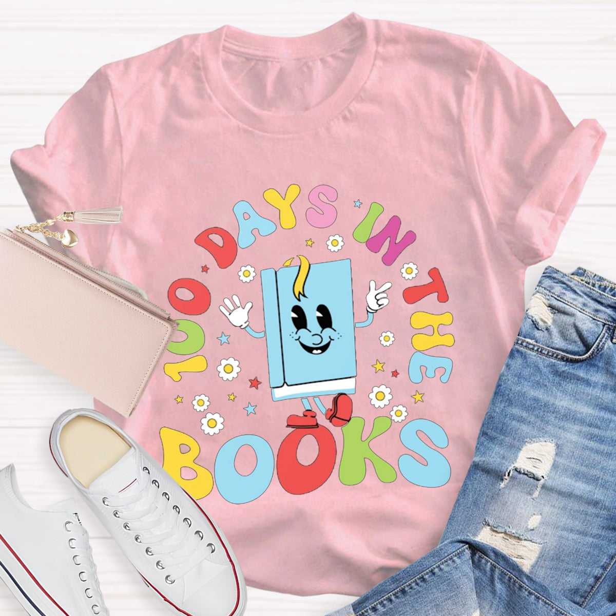 100 Days In The Books Happy Book Teacher T-Shirt