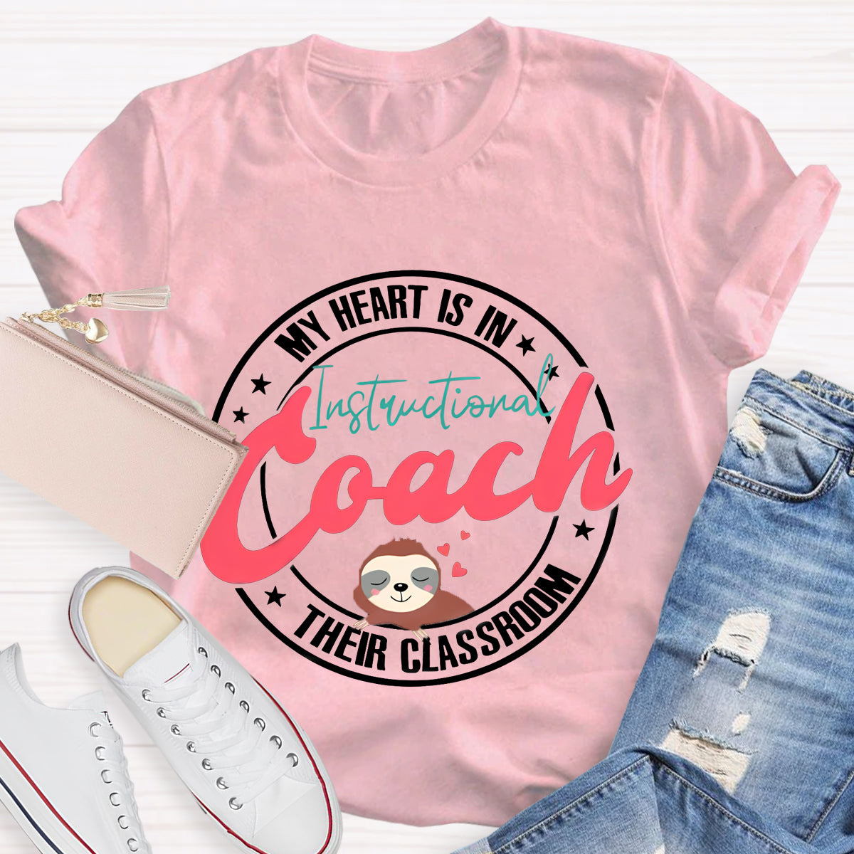 My Heart Is In Their Classroom Instructional Coach Teacher T-Shirt