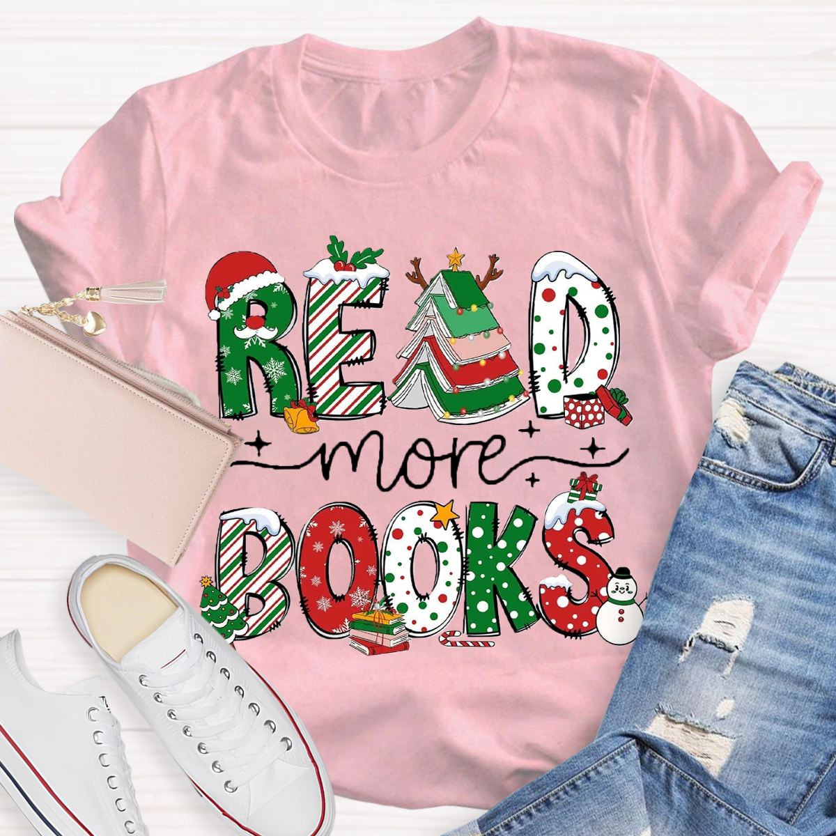 Read More Books Christmas Teacher T-Shirt