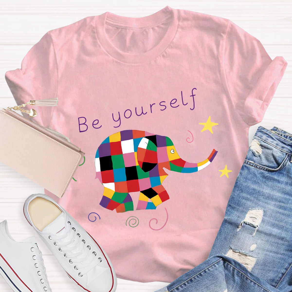 Be Yourself Rainbow Elephant T-Shirt