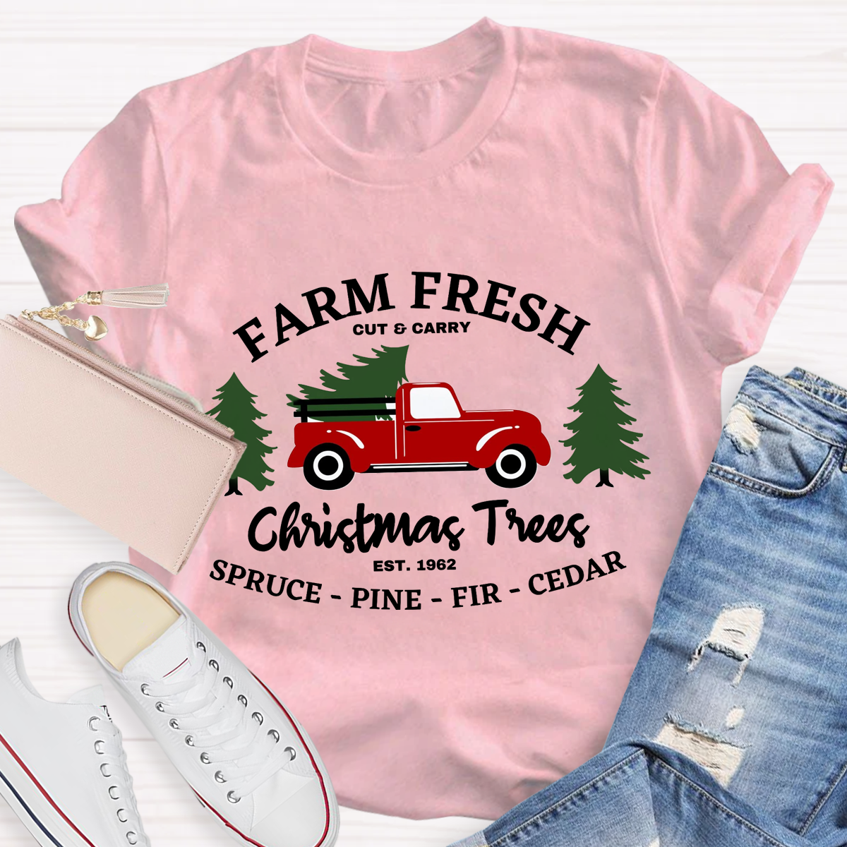 Farm Fresh Christmas Tree Teacher T-Shirt